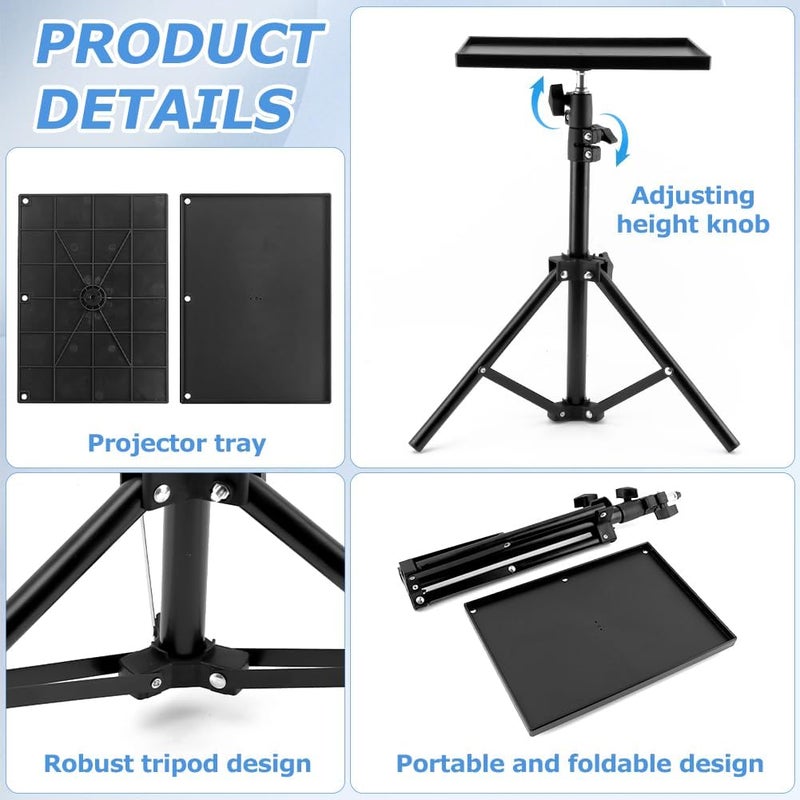 Ranjaner Projector Tripod Stand, Portable Laptop Tripod Stand, Multi Purpose DJ Equipment Studio Stand Mount Holder for Outdoor Office Home Stage, Adjustable Height 21.65 to 47.24 Inch - Image 5